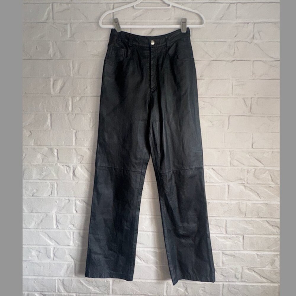 Vintage Newport News Styleworks 100% Leather Pants - Black - Lined - Size 6
